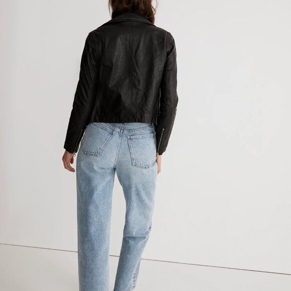 Madewell The Washed Leather Motorcycle Short Jacket – Black – Women’s XS - Picture 4 of 8